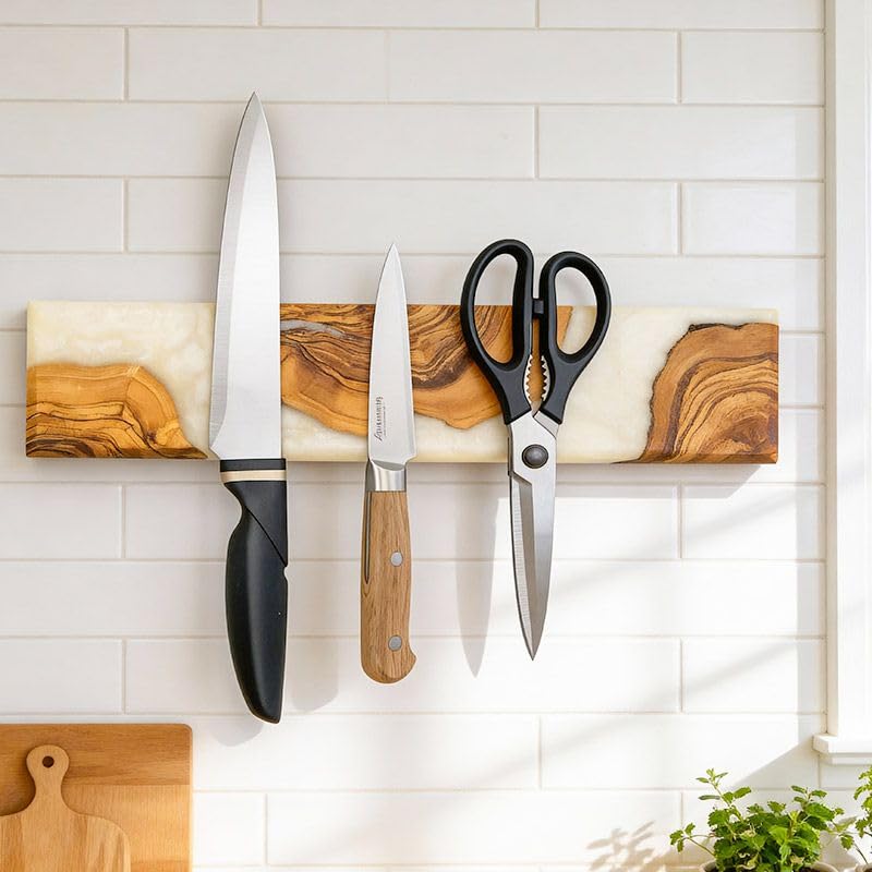 15.7 Inch Magnetic Knife Holder for Wall (White / 15.7in)