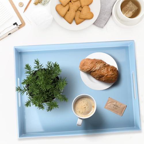 Plastic Serving Tray with Handles for Coffee Table