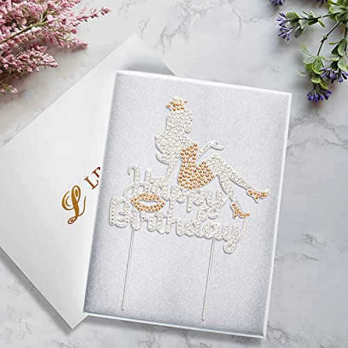 Rhinestone Lady Happy Birthday Cake Topper