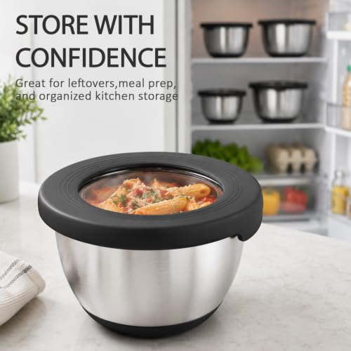 Stainless Steel Mixing Bowls with Lids (Black)