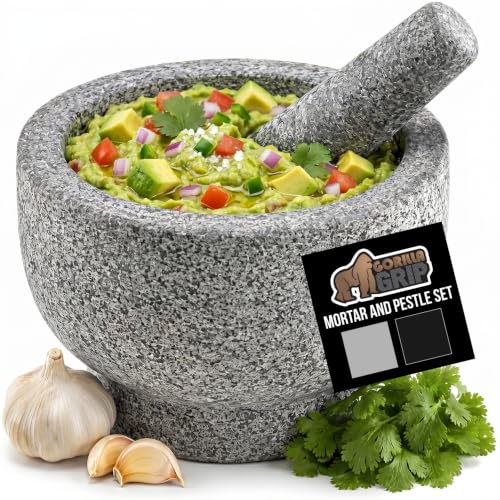 Natural Granite Stone Lab Mortar and Pestle Set (Unpolished Gray / 1.5 Cup)