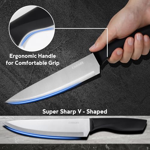 19PCS Knife Set Stainless Steel Cooking Knives with Silicone Kitchen Utensils Set