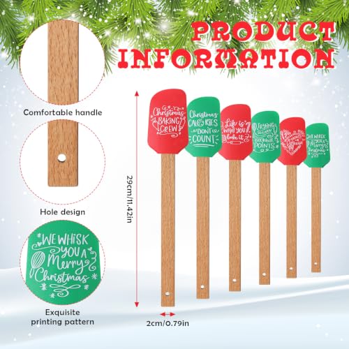 12 Pcs Christmas Silicone Spatulas Pot Holders Set Heat Resistant Pot Holders with Pocket Baking Gifts for Christmas Gift Party Supplies (Classic Christmas Style)