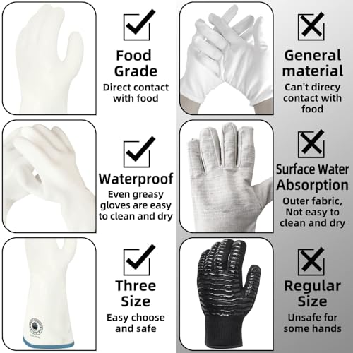 Silicone Oven Gloves (White Standard / 10/XL)