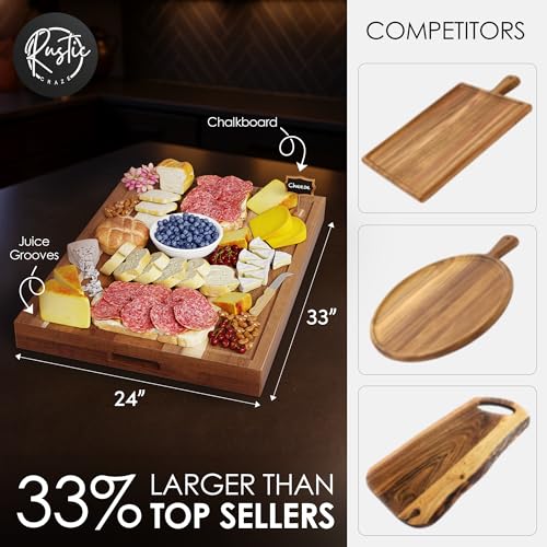 33"x 24" EXTRA LARGE Acacia Wood Cutting Board for Kitchen w