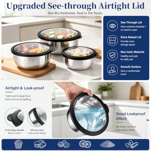 Mixing Bowls with Lids Set of 3 (Black)