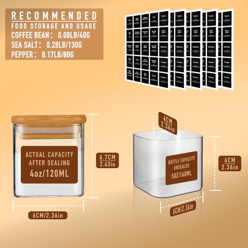 Airtight Glass Square Storage Containers with Bamboo Lids
