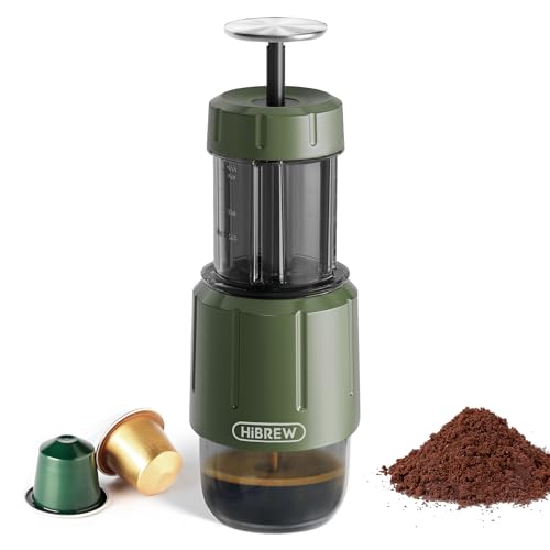 H4D 2-in-1 Portable Hand-Pump Coffee Machine Built-in Cup (Dark green)