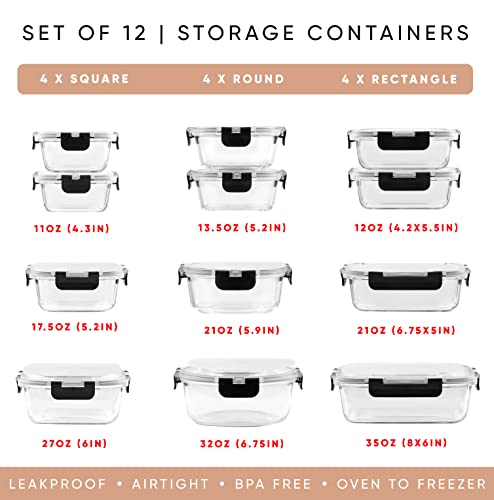 JoyFul 24pc Borosilicate Glass Storage Containers with Lids