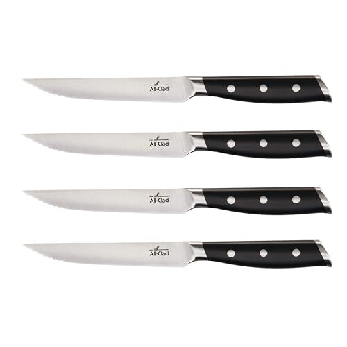 Forged German Stainless Steel Steak Knife Set (Silver/Black / 4-Piece Knife Set)