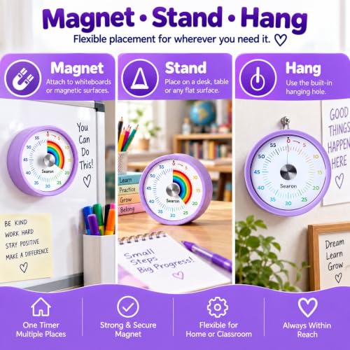 Magnetic Visual Timer for Classroom (Purple)