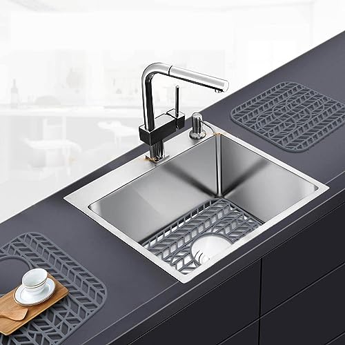 Sink Protectors for Kitchen Sink 13.58"x11.5"Silicone Kitchen Sink mat 2pcs (13.58"x11.6" / Gray)