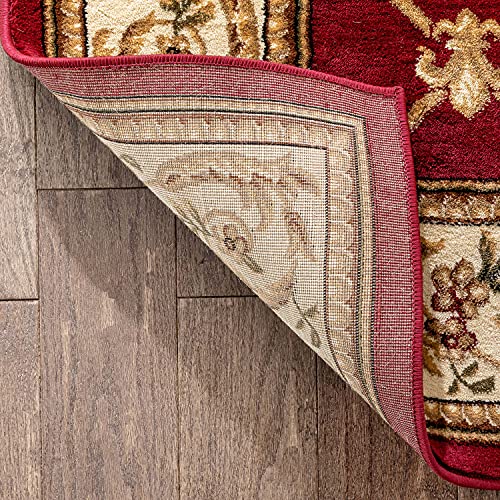 Patrician Trellis Red French European Formal Traditional Area Rug Easy to Clean Modern Contemporary Floral Thick Soft Plush Living Dining Room Rug