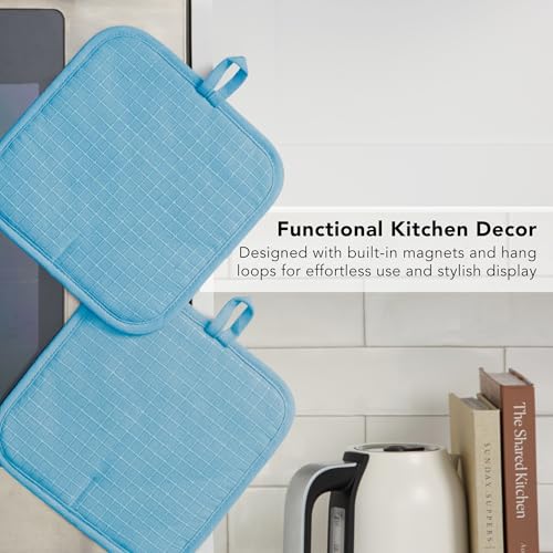 Gourmet Series Gridlines Pot Holders 2 (Blue Velvet)