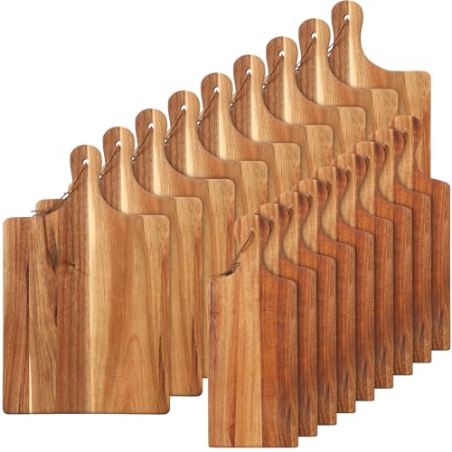 18 Pcs Acacia Wood Cutting Board Set with Handle