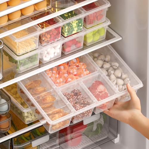 2 Pack Refrigerator Organizer Bins with Lids