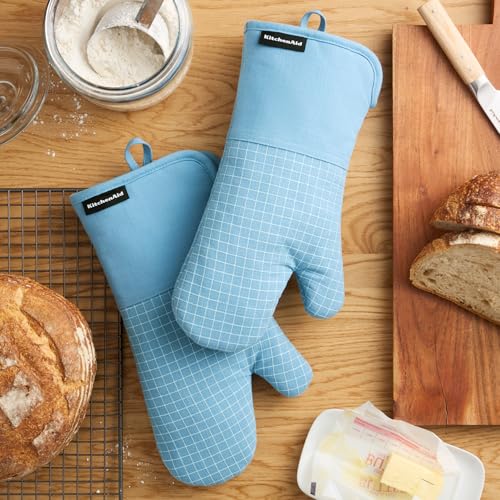 Gourmet Series Gridlines Oven Mitts 2 (Blue Velvet)