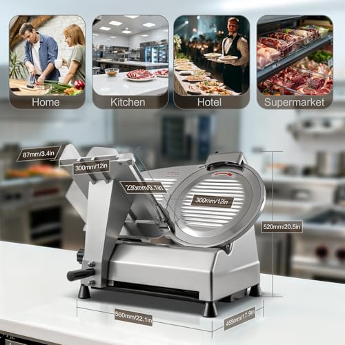 12 inch Commercial Meat Slicer 270W 0 (Silver / 12 inch)