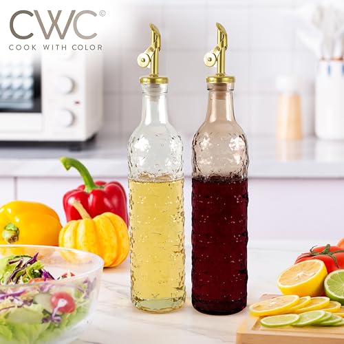 Glass Olive Oil Bottle Dispenser (Floral / Brown)