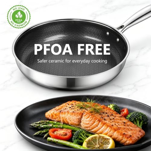 8, 10 and 12-Inch Non Stick Frying Pans with Lids, Ceramic Coating (8&10&12 inch with Lid)