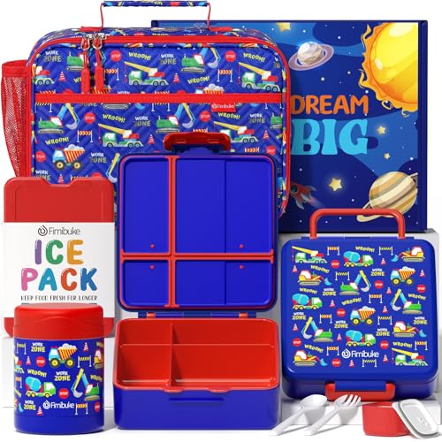 Kids Bento Snack Lunch Box with Thermo Insulated Toddler Lunch Bag
