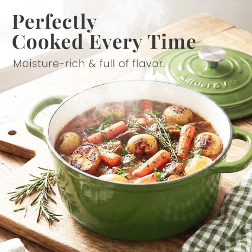 5.7 qt Enameled Cast Iron Dutch Oven Pot with Lid (Okra / 5.7 QT)