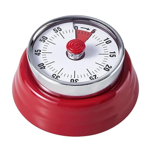 Elegant Stainless Steel Vintage Kitchen Timer with Magnetic Attachment (01-red)