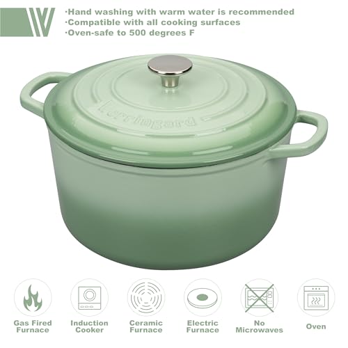 Enameled Cast Iron Dutch Oven Pot with Lid (4.5 QT / Green)