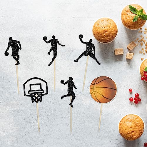 24Pcs Basketball Cupcake Toppers Star Sports Fan Backboard Picks Baby Shower Players Sports Theme Birthday Party Cake Decorations Supplies