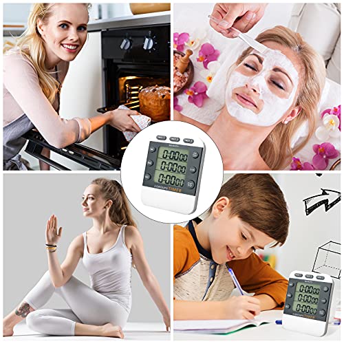 2 Pcs Digital Kitchen Timer 3 Channel Magnetic Countdown Timer