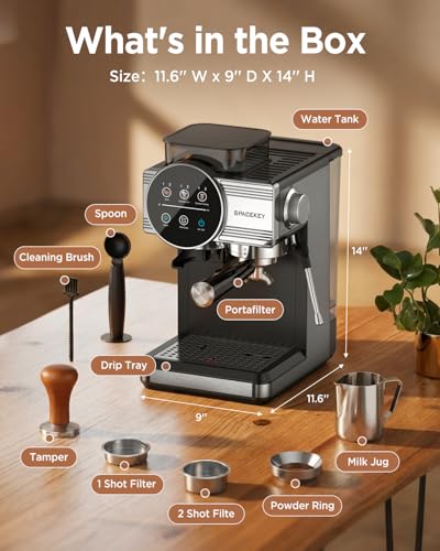 Espresso Machine with Grinder and Frother (Brushed Silver)