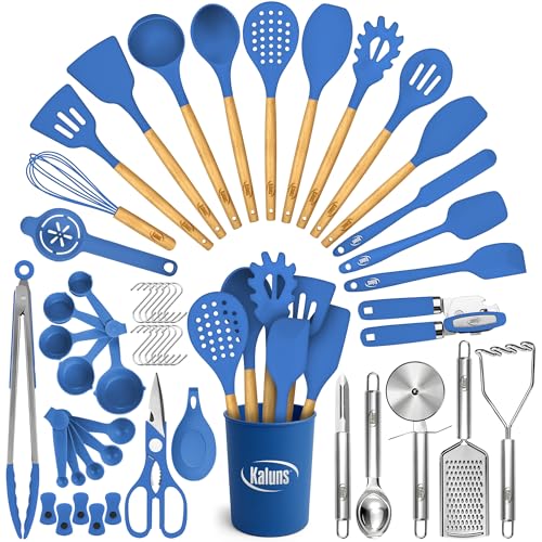 50 PCS Silicone Kitchen Utensils Set Complete Kitchen Set (Blue)