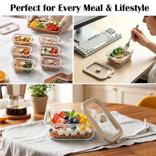 12 oz Small Glass Food Storage Containers with Glass Lids (12oz)