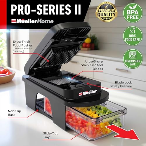MUELLER HOME ULTIMATE 12 Blade Vegetable Chopper & Mandoline Slicer (12 Blade / Black)