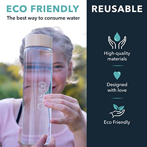 Portable & Travel Water Bottles with Bamboo Lid and Strainer to Infuse