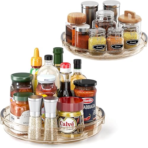 Lazy Susan Turntable Organizer for Cabinet Refrigerator Rotating Condiment Organizer for Fridge
