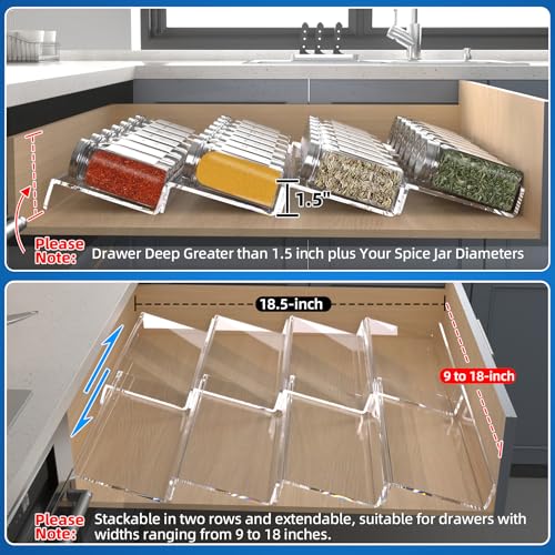 Clear Acrylic Spice Drawer Organizer