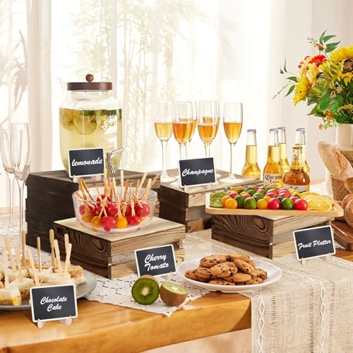 Buffet Risers with Mini Signs