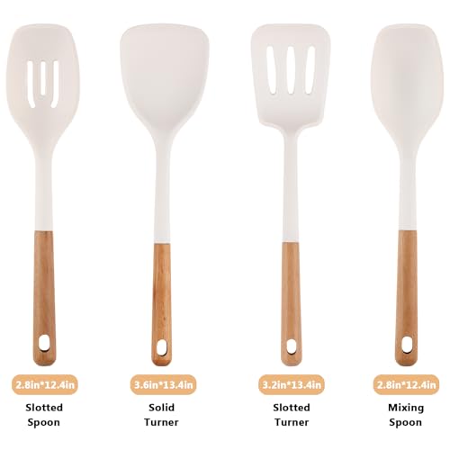Silicone Kitchen Utensils Set of 4 (Large 4-Piece Set / White)