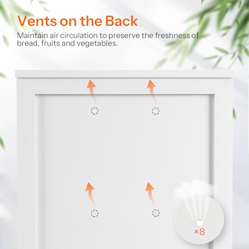 Bread Box Bamboo Bread Box for Kitchen Countertop (White)