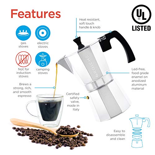 Milano Stovetop Espresso Maker Moka Pot 3 espresso Cup (3 espresso cups / Silver)