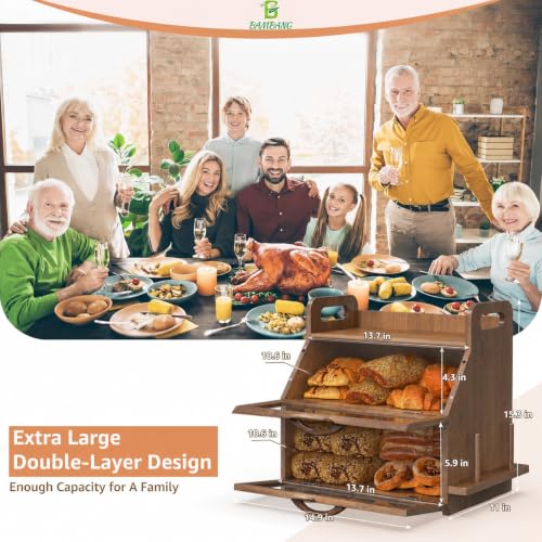 Bread Box for Kitchen Countertop (Amber)