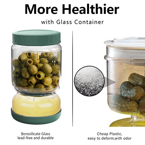 Glass Pickle Jar with Strainer Flip