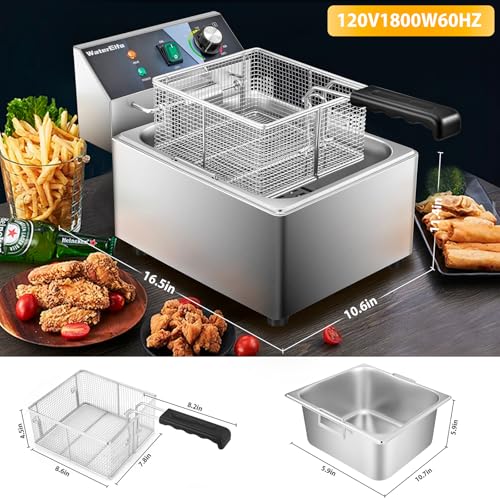 Electric Deep Fryer Commercial Deep Fryer With Basket 1800W Pounds Troperature Control and Timer Large capacity fryers for home use outdoor