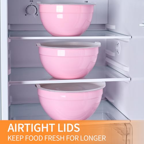 Pink Mixing Bowls with Airtight Lids (Pink / 7 Pieces)