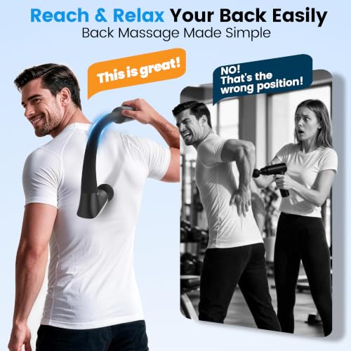 2-in-1 Detachable Muscle Massage Gun Deep Tissue with 20'' Extension Handle, Back and Neck Massager for Pain Relief, Handheld Massager for Shoulder Lower Back Leg Waist, FSA-HSA Eligible