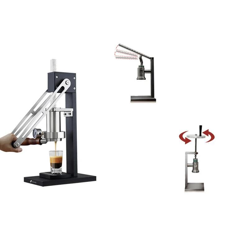 Hand Pressed Coffee Machine Manual Espresso Commercial Home Outdoor Extraction Variable Pressure Lever Coffee Machine (White)
