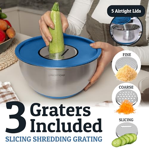 28pc Stainless Steel Mixing Bowls with Lids Set (Utensils - Blue)