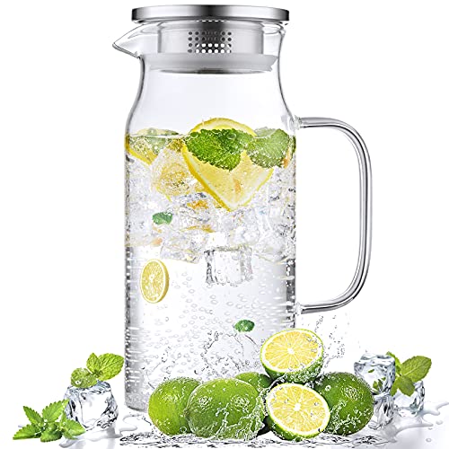 Glass Pitcher with Lid and Spout