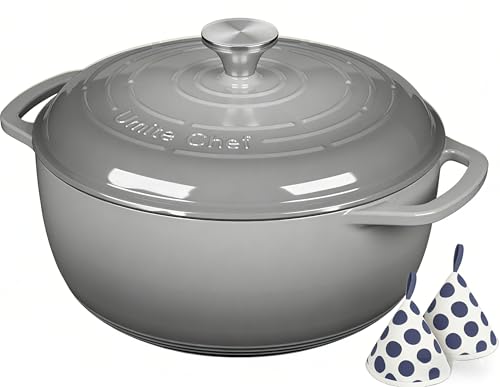 Enameled Cast Iron Dutch Oven (Grey)